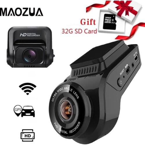 Car Dash Cam 2160P 4K Ultra HD with 1080P Rear Camera WiFi GPS Logger ADAS Dual Lens Dashcam Car DVR Night Vision +32G SD Card