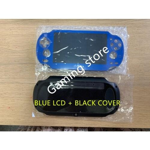 Free shipping Original new for psvita for ps vita psv 1000 lcd screen assembled blue + back cover black WIFI or 3G version