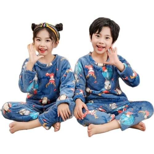 Kid Pajamas Set Winter Boy Girl Christmas Costume Sleepwear 2021 New Autumn Cartoon Soft Flannel Suit Homewear Children Clothing