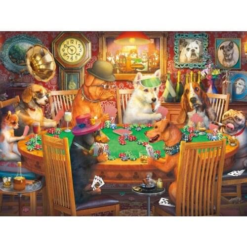 JMINE Div 5D Dog playing Poker Full Diamond Painting cross stitch kits art High Quality Animal 3D paint by diamonds