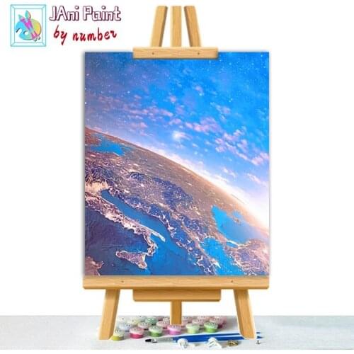 Beautiful-Earth Picture DIY Painting By Numbers Colouring Zero Basis HandPainted Oil Painting Unique Gift Home Decor