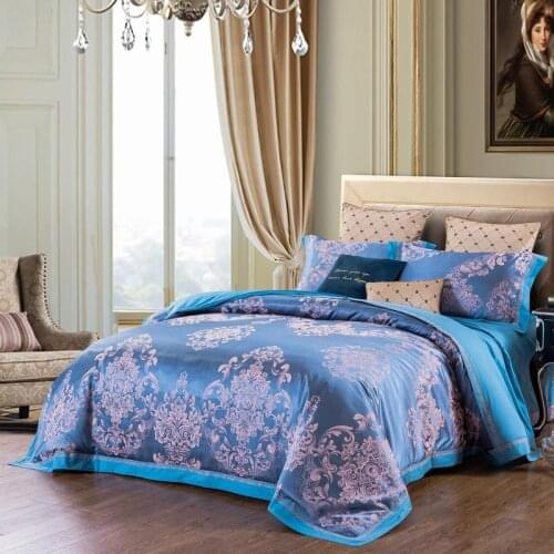 4Pcs Cotton Quilted Satin Jacquard Bedding set Queen size soft bedclothes Bed sheet set Duvet cover Pillowcases