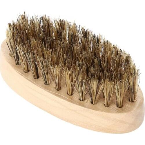 Barber Brush Men Soft Bristle Beard Brush Mustache Comb Oval Bamboo Handle Beard Shaping Tool Shaving Men