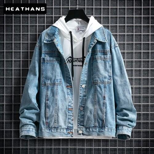 Mens Blue Denim Jackets Male Spring Autumn Handsome Jean Jacket Mens Japanese Style Vintage Loose Casual Long Sleeves Clothing