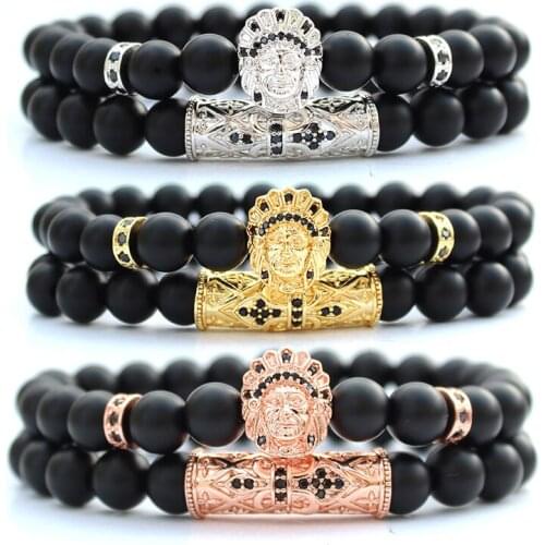 Indians Chieftain bracelet set natural stone beads bracelets for men women pulseiras masculina handmade beaded mens accessories