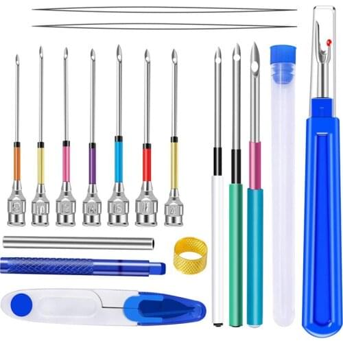 LMDZ 18pcs Punch Needle Craft Embroidery Cross StitchTools Kits Big Seam Ripper Scissors Threader and Thimble Sewing Accessories