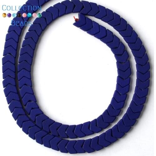 Natural Stone Dark Blue Rubber Arrow Hematite Round Spacer Beads For DIY Jewelry Making Necklace Bracelet Accessories 6x3mm