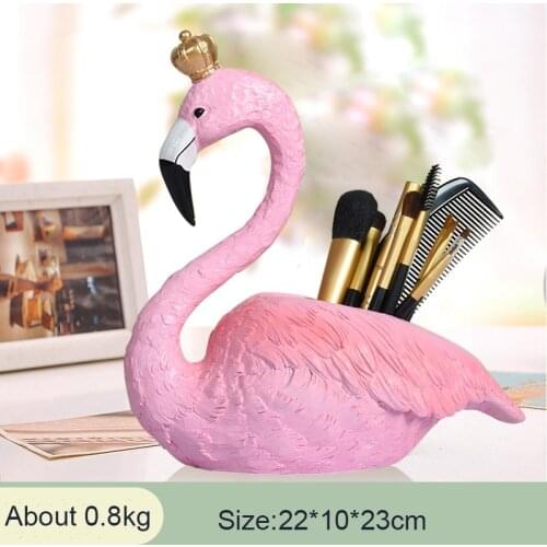 New Creative Fashion Pink Flamingo Resin Pen Container Holder Home Office Organizer Desk Decoration Gift Perfect Gift