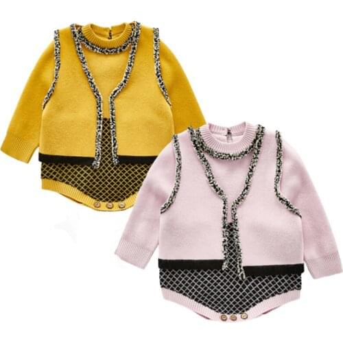 New Autumn Winter Toddler Girl Knit Suit 2pcs Children Clothing Boys Girls Baby Knit Sweater Cardigan + Romper Baby Clothes Suit