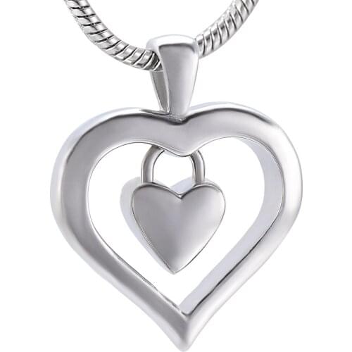 IJD4561 Heart Cremation Pendant Necklace for Women Stainless Steel Memorial Keepsake Female Jewelry Gift 20