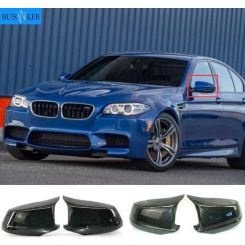 Pair Black/Carbon Fiber Look Rearview Mirror Caps Car Door Wing Mirror Cover Replacement For BMW F10 5-Series 2011-2013 Pre-LCI
