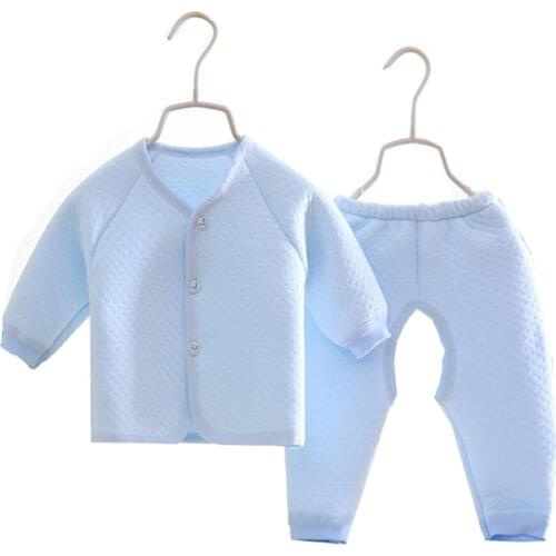 2020 Boys Girls Pajamas Baby Sets Thermal Underwear For Winter Kids Solid Cotton Childrens Warm Clothes