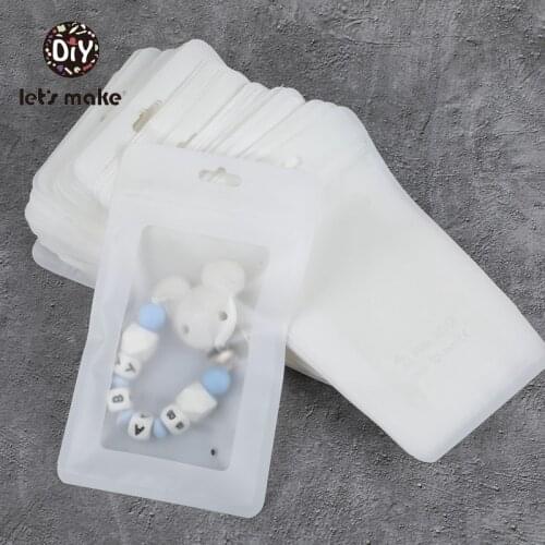 Lets Make Plastic Bags White 100pcs 19.5x11.5cm Display Bags BPA Free Baby Silicone Beads Package Jewelry Pendant Bags Teether