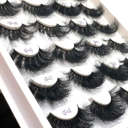 Rainsin Mink Full Strip Lashes Reusable Wild Curly 1Pair Super Fluffy Criss-cross Long 25mm 3d Mink False Lashes Maquillaje