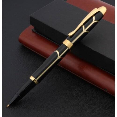 Rounded golden piece Trim Black and gold stripes Rough money F Fountain Pen