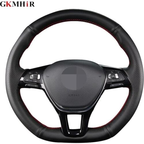 DIY Black Artificial Leather Car Steering Wheel Cover for Volkswagen VW Golf 7 Mk7 New Polo Passat B8 Tiguan Sharan Jetta