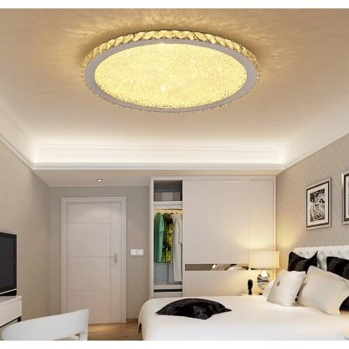 Jmzm Modern Round Crystal Ceiling Lamp LED Living room Lamp Smart Remote Control Dimming Bedroom room Lamp