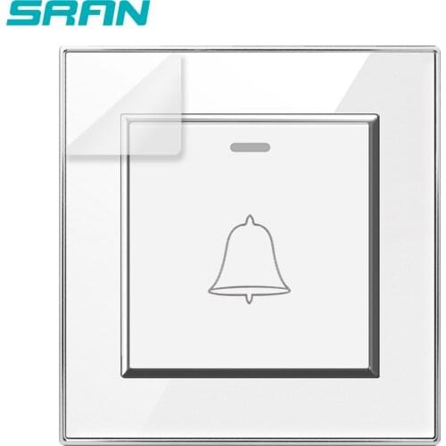 SRAN Reset Switch Doorbell Shutter Crystal Acrylic Panel 86*86mm Wall Exterior Wall Power Outlet Wall Power Outlet