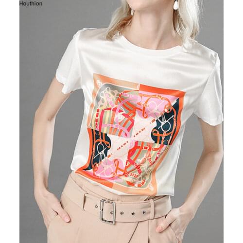 Houthion Womens T-shirt Oversize Crop Print Short Sleeve O-neck Plus Size Tops Cotton T-Shirts Lady Tee Loose Fashion Tees