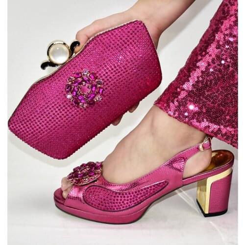 African shoes and bags matching set 8CM ladies high heel shoes high quality italian shoes with matching bags for party 688-9