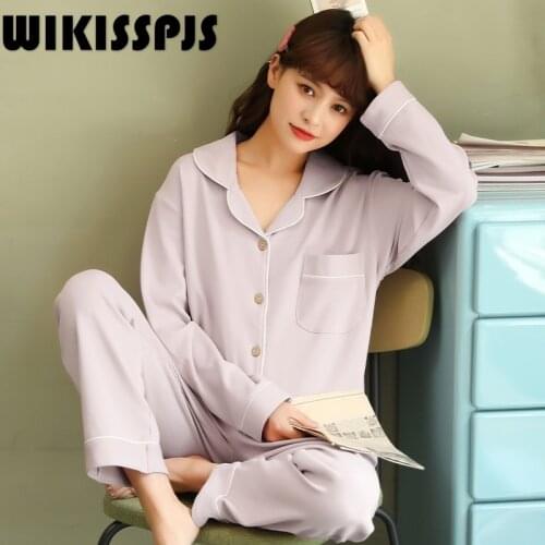 WIKISSPJS Spring Autumn Long Sleeve Suit Cardigan Thin and Loose Household Clothes Pajama Set Women Sleep Tops Lounge Wear