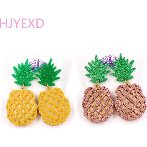 1pair) HP044 55mm Cute Pineapple Dangle Earring Glitter Mirror Pineapple Acrylic Earrings
