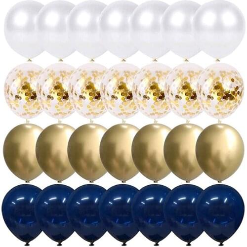 Navy Blue and Gold Confetti Balloons, Birthday Balloons for Celebration Graduation Party Balloons Decorations