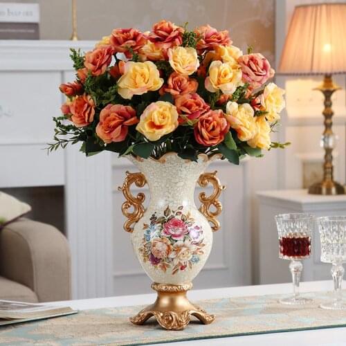 European style retro high-end flower arrangement home furnishing hotel decoration dining table TV cabinet living room double ear