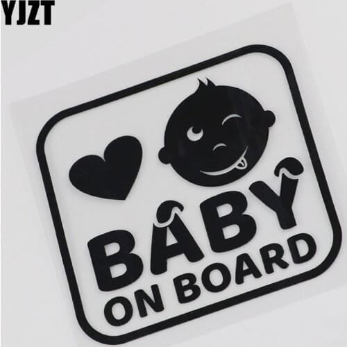 YJZT 12.3CM*13CM Cartoon Baby On Board Decal Heart Vinyl Car Sticker 13C-0017