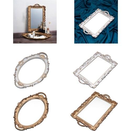 Nordic Retro Mirror Plate Decorative Tray for Wedding Home Ornaments Dessert