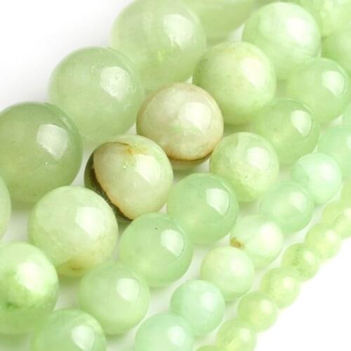 Natural Flower Green Jade Beads Round Loose Stone Beads For Jewelry Making DIY Charms Bracelets Necklace 4 6 8 10 12 mm 15 inch
