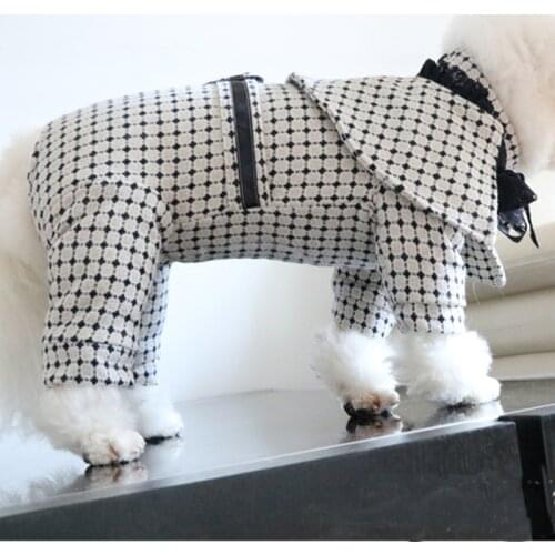 Pet Dog Winter Clothes Woolen Nylon Fabric+Velvet Inside Puppy Warm Jacket Cape Jumpsuit Protect Belly For Small Dogs Coat Pug