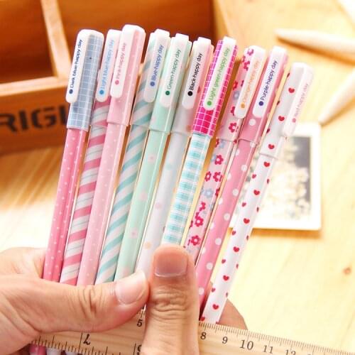 10 Piece 10 Colors Korean Stationery Cute Fresh Pen Advertising Creative Bent School Office Gel Pens Girl