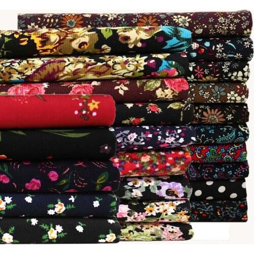 Slim Corduroy Pastoral Small Flowers Floral Daisy Paisly Rose Dot 100% Cotton Soft Fabric for Hat Dress Pants Shirt Craft Decor