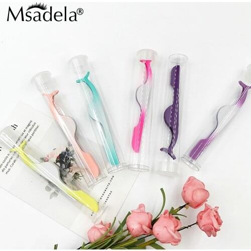3D Mink Eyelashes Makeup Tools Colorful Stainless Steel Lashes Tweezers Eyelash Applicator