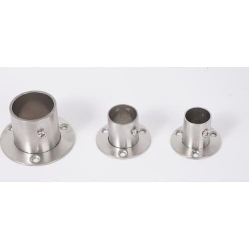8Pcs Stainless Steel Furniture Flanges Closet Cabinet Holder Bracket Stainless Steel Flange Rod Stand Balcony Bathroom Pole End