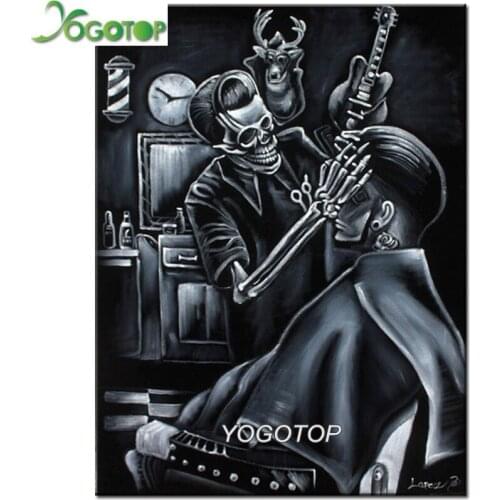 Diamond Embroidery DIY Diamond Painting horror Halloween skull barber shop 5d Full Diamond Mosaic Cross Stitch Rhinestone YY1255