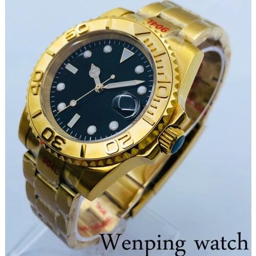 Bliger 40mm Mens Top Luxury Yellow gold Mechanical Watch Sapphire Glass Luminous Date 24 Jewelry NH35 Movement Automatic Watch