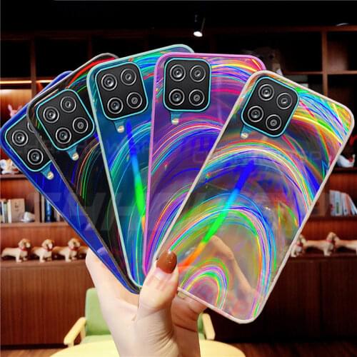 For Samsung A12 Case 6.5 inch Rainbow Mirror Soft Phone Cover For Samsung Galaxy A12 GalaxyA12 A 12 SM-A125F a125 Coque Bumper