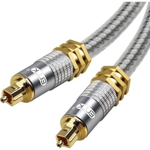 Digital Optical Audio Cable Braided 5.1 Optical SPDIF Toslink Cord for Sound Bar, TV, PS4, Xbox, Samsung