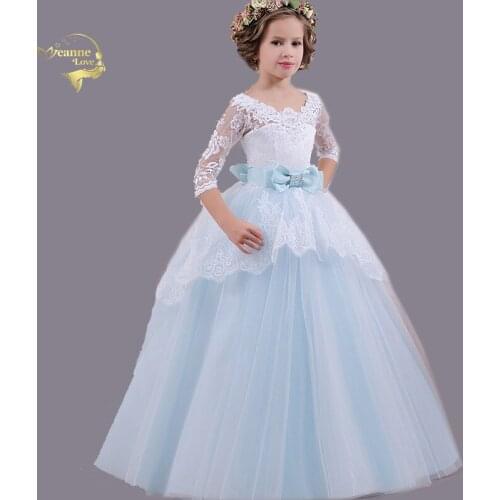 Flower Girl Dresses for Weddings Scoop Neck Lace Tulle Backless Little Kids First Communion Dresses Beautiful Ball Gowns 2 4 6 8