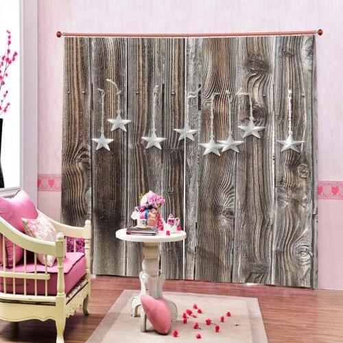 Rustic Vintage Wooden Board Pentagram Curtains for Living room blackout window Curtain Home Decor