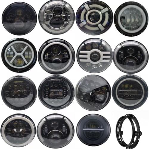 Motorcycle 7 Inch Moto LED Headlight with Mounting Bracket DOT Approved Motorcycle Headlamp Kit for Harley Touring Steet Glide