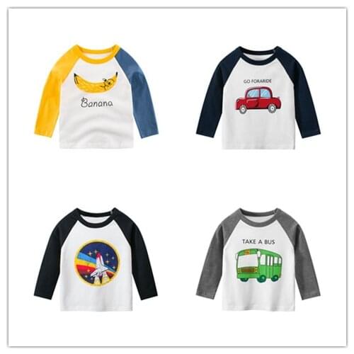 Boys T Shirt Long Sleeves Kids Girls Toddler Children Cotton Tops Cartoon Baby Dinosaur Tee Teens Clothing Clothes Full Infant