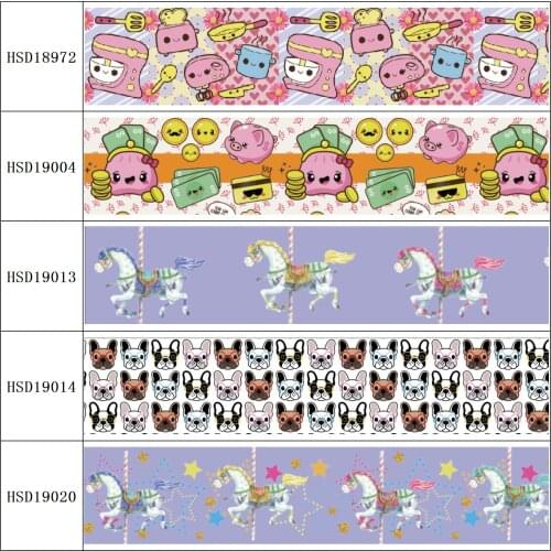 HSDRibbon free shipping 3" 75mm heat transfer printed hsd-design series Grosgrain Ribbon 50Yards/Roll
