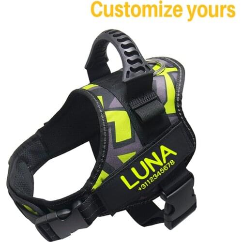 Dog ID Tag Dog Harness K9 Dog Name Vest Customizable with Custom Labels Reflective Labels Dogs Personalized Pet Supplies