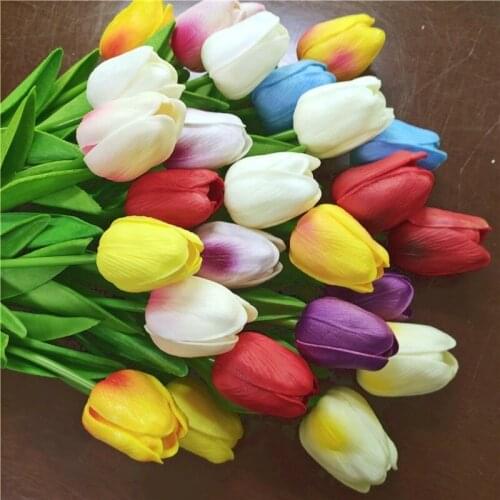 Tulip Artificial Flower Real Touch Artificial Tulip Bouquet Fake Flower for Home Gifts Wedding Decorative Flowers Garden Decor