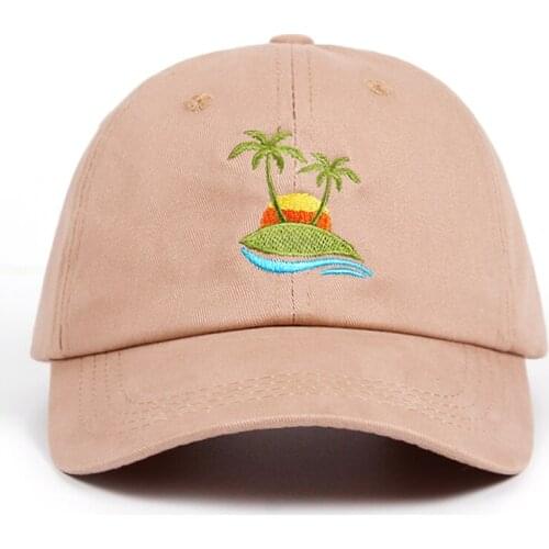 Palm Trees Curved Dad Hat Beach sunrise A holiday Baseball Cap Embroidery Coconut Trees Hat Strapback Hip Hop Cap Golf