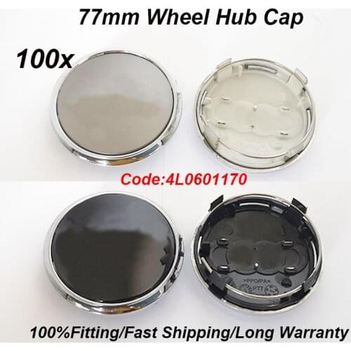 100PCS Black/Gray Auto Car Wheel Hub Cap Badge Covers 77mm 4L0601170 Car for A3 A4 A5 A6 A7 A8 Q5 R8 S4 S5 S6 Car Accessories