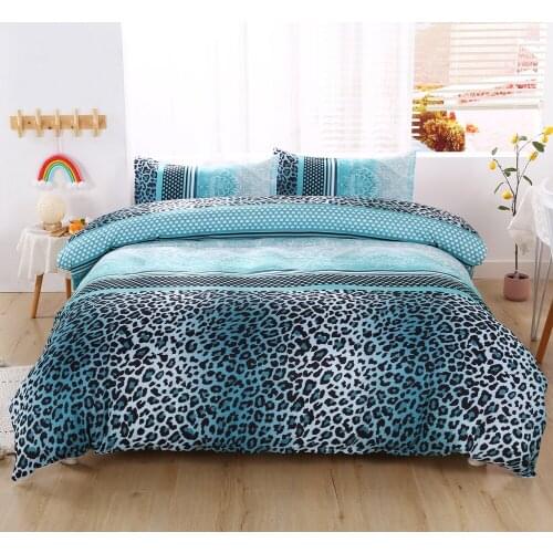 Blue Leopard Bedding Sets Queen Size Duvet Cover Set with Pillowcase Comforter Bed Sets 200x200 Home Textile